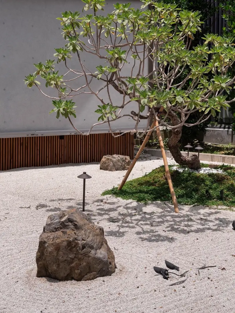 銅錵枯山水庭園松樹與置石